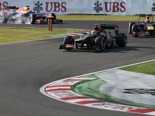 Grosjean segurou o quanto pode os carros da Red Bull